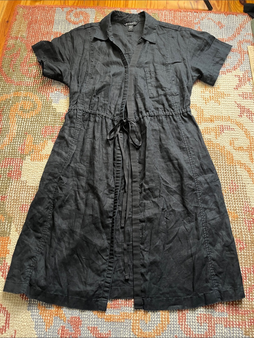 Athleta Playa Wrap Linen Dress Black Size 6